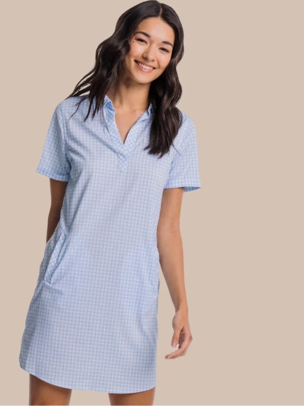 NWT Southern Tide Kamryn Brr intercoastal gingham dress sky blue